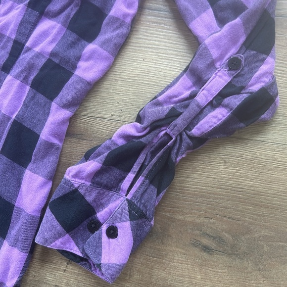 Fox Purple and Black Plaid Long Sleeve Shirt - Picture 3 of 6